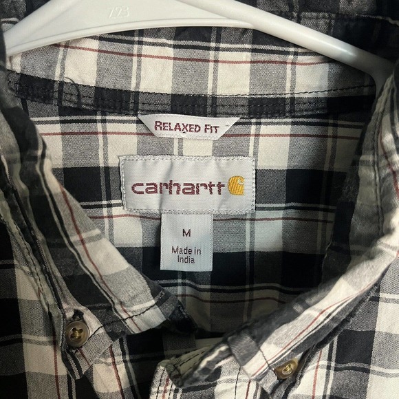 Carhartt Relaxed Fit Men Shirt Size Medium Blue Plaid Button Up Cotton Workwear. - Picture 4 of 7